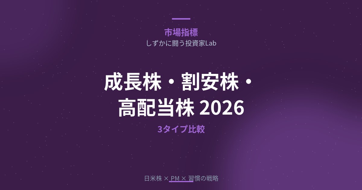 成長株・割安株・高配当株の違いを徹底比較【2026年版】｜パッシブ投資家の選択基準