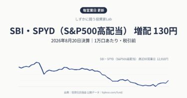 SBI・SPYD(S&P500高配当)の分配金は130円(増配・前回110円)|2026年8月決算