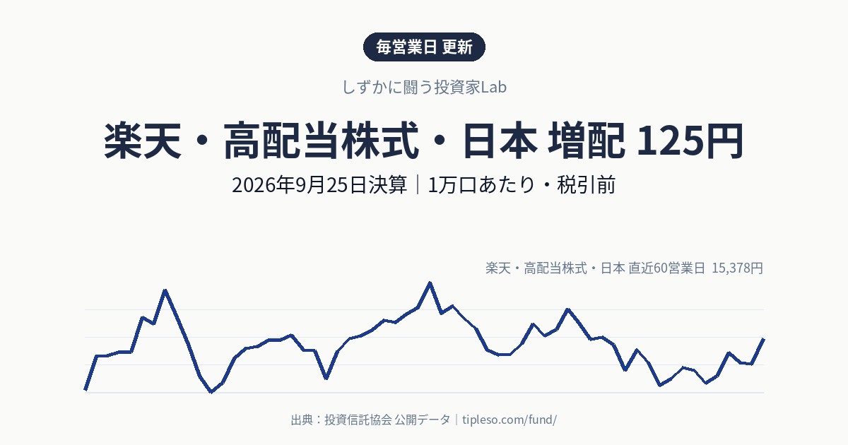 楽天・高配当株式・日本の分配金は125円（増配・前回120円）｜2026年9月決算
