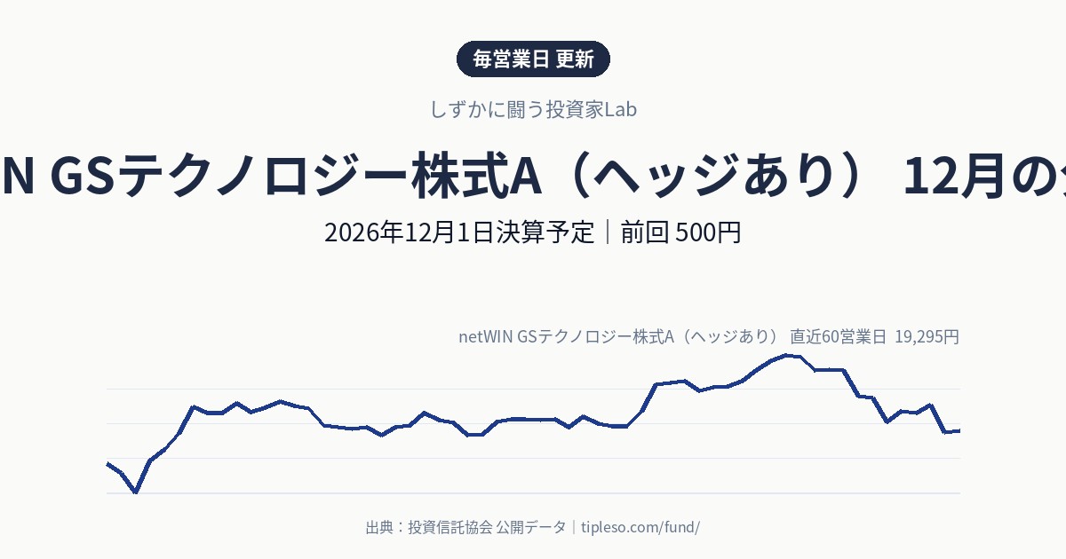 netWIN GSテクノロジー株式A（ヘッジあり）の分配金はいつ・いくら？2026年12月決算（12月1日予定）｜前回500円・前年同月500円